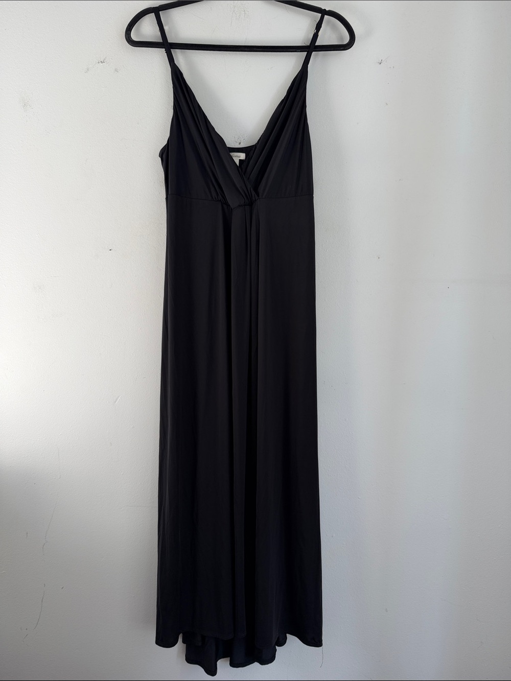 Soma faux wrap top spaghetti strap maxi length black sexy lingerie nightgown L